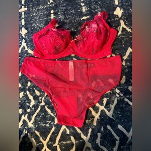 Adore Me Vibrant Pink Lace Bra Set